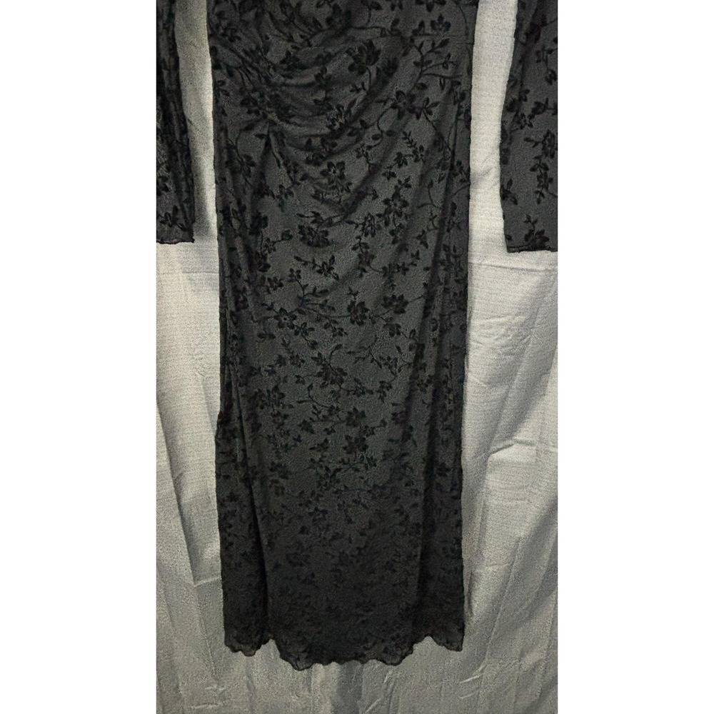 SHEIN Velvet Burnout Sheer Overlay Maxi Dress Womens M Black Floral Whimsigoth - Picture 5 of 15